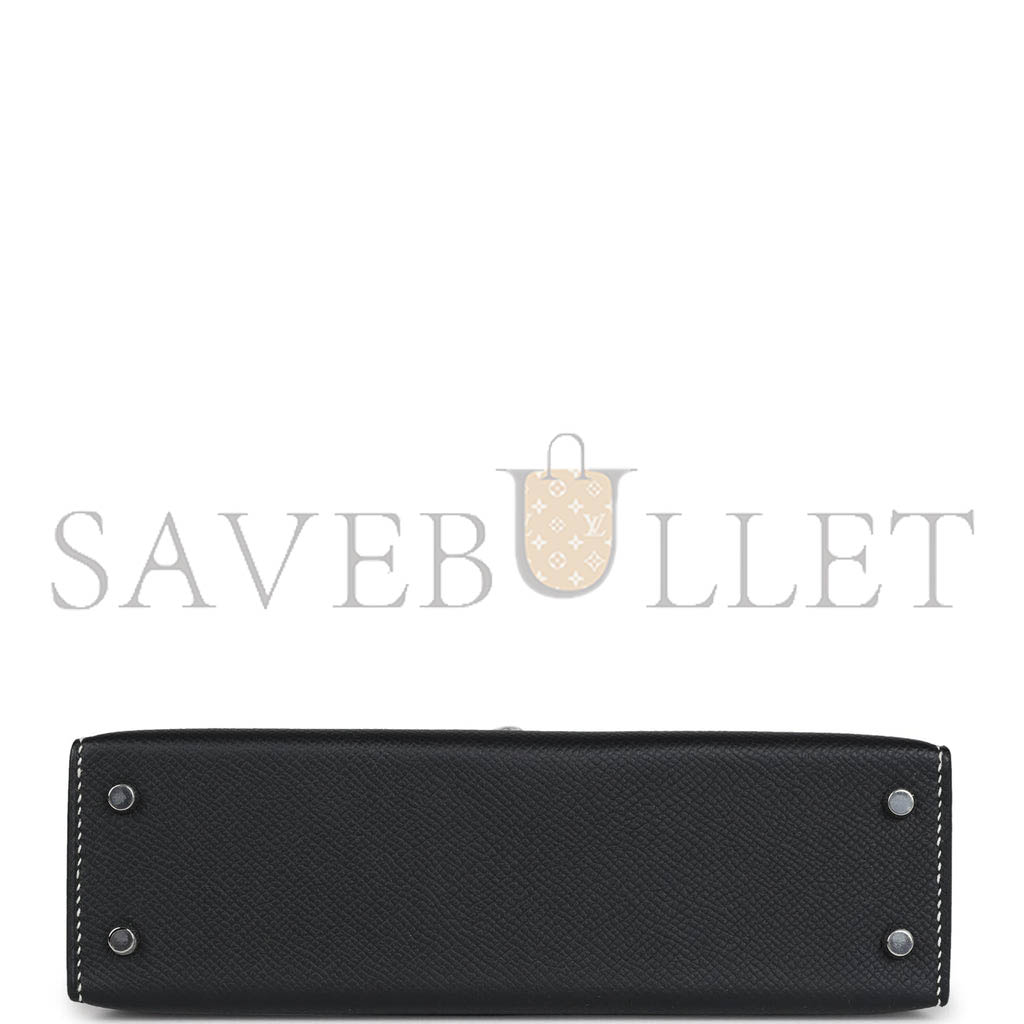 H**mes master mini kelly ii black verso epsom palladium hardware (19*12*5.5cm)